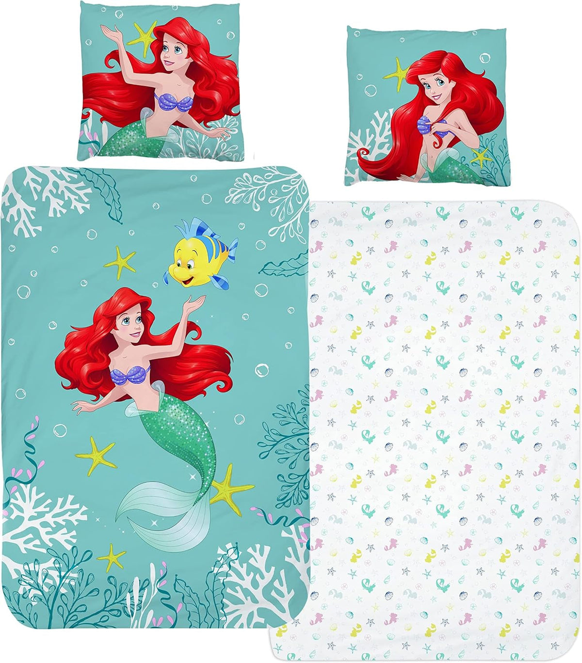 Arielle Meerjungfrau Bettbezug 135X200 80X80 Baumwolle · Kinderbettwäsche Für Mädchen Disney Prinzessin Mermaid · 2 Teilig Naty Shop Standardtitel
