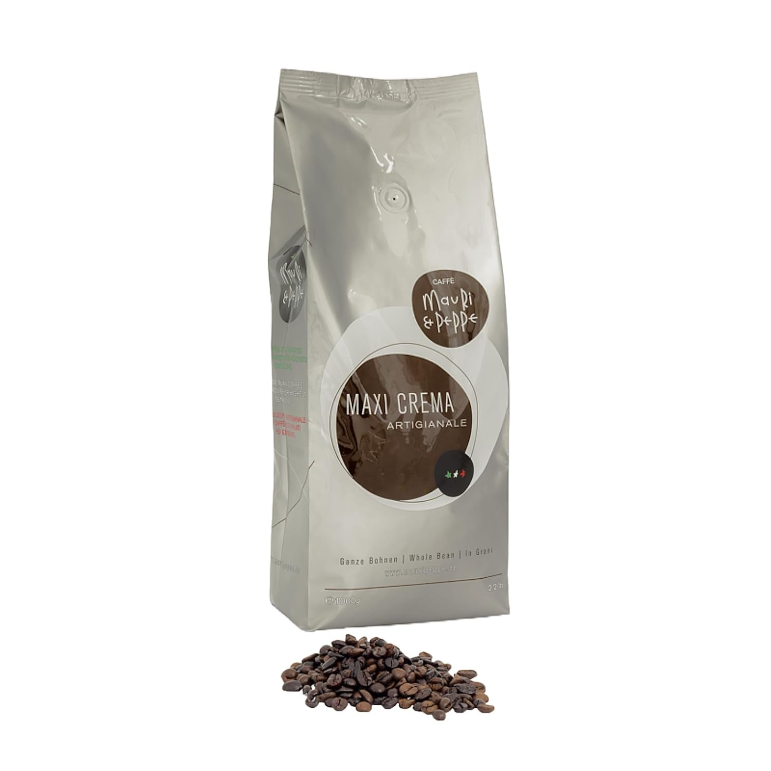 Maxi Crema 2000g Boabe de Cafea Întregi - Măiestrie originală italiană de prăjire pentru cele mai înalte exigențe! Cafea, Cappuccino, Espresso, Latte Macchiato