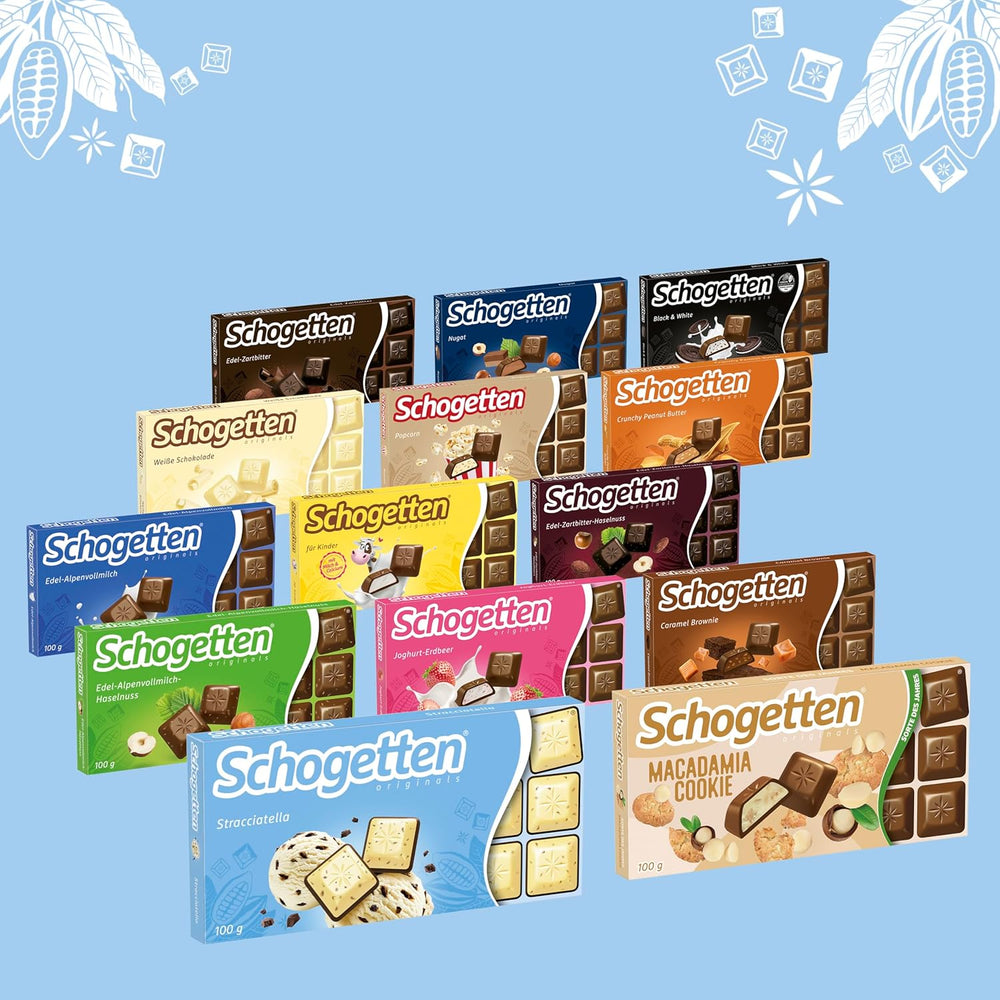 Schogetten Stracciatella chokoladebar 100g, individuelt portioneret. En fryd. Stykke for stykke.