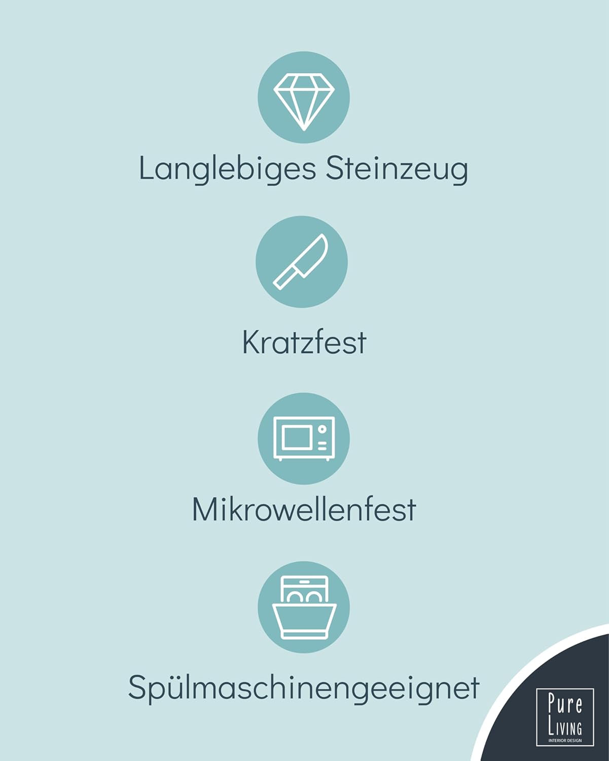 Set de veselă din gresie pentru 6 persoane, Hygge, 24 de piese. CÂȘTIGĂTOR AL TESTULUI, Set de veselă din gresie scandinavă Dreamy, set de boluri și farfurii, serviciu de cină pentru 6 persoane, seturi de veselă Pure Living în gri-albastru