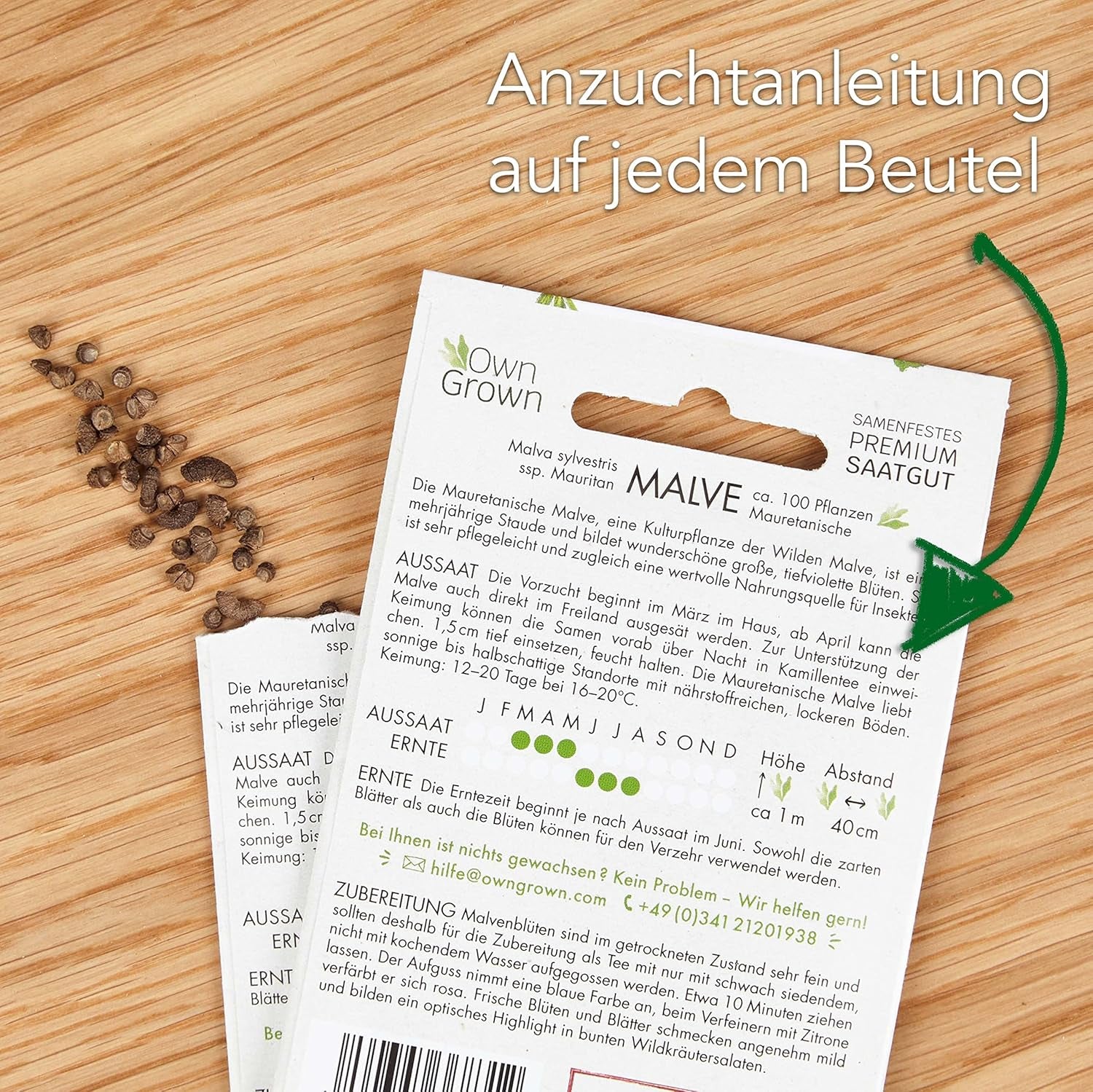 Tefrøsæt: 8 sorter af frø til altan og have - mynte, kamille, anis, brændenælde, malve - plantefrø - te - tekasse - Egendyrkede planter