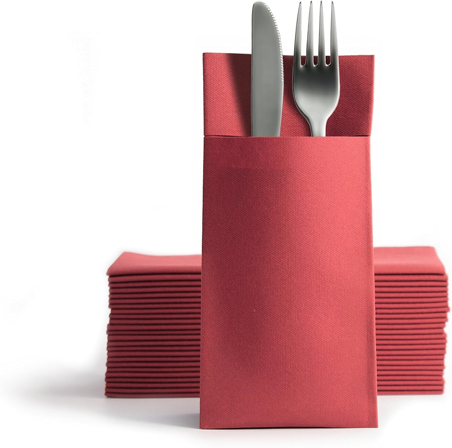 CHIC Airlaid 50 șervețele pentru tacâmuri pungi pentru tacâmuri, asemănătoare țesăturii, șervețel de unică folosință de înaltă calitate, 39X40Cm, model alb de bun venit cald 50 bucăți (pachet de 1)