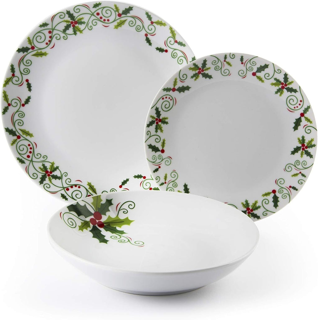 Excelsa 64134 Christmas Holly Tellerservice, 18-Teilig, Porzellan, Weiß Seturi vesela masa Naty Shop Default Title