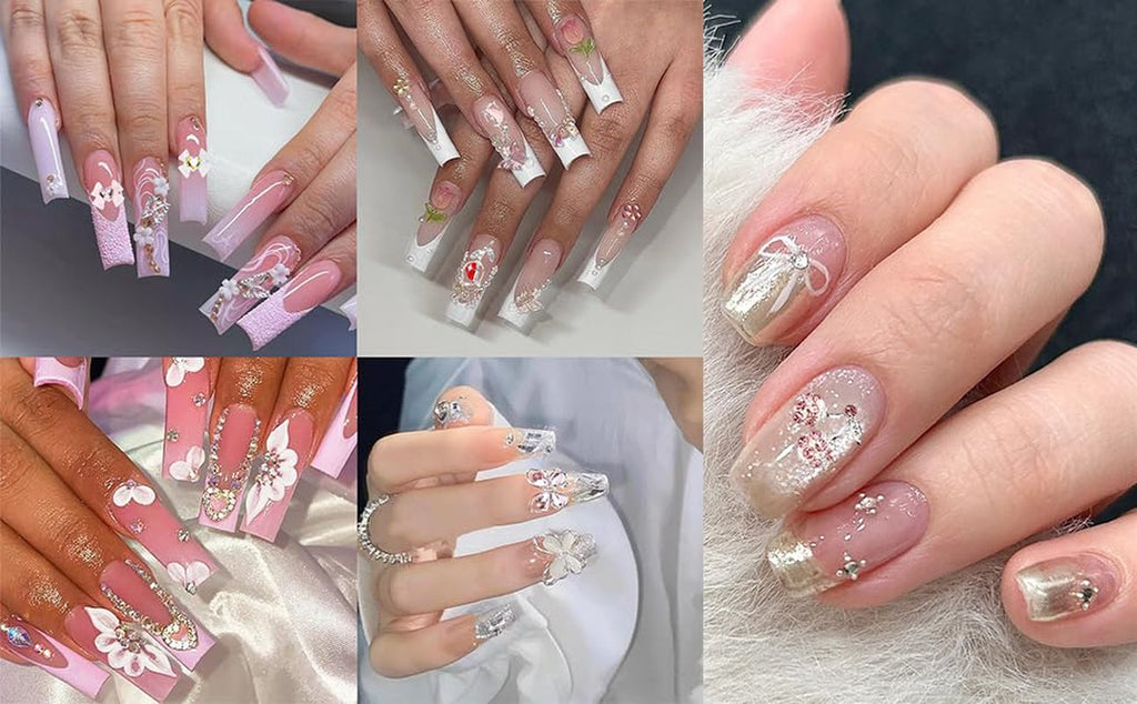 24 Stück Nagel-Charms, Y2K-Legierung, Nail Art, Strass-Charms, 3D-Herz, Schleife, Schmetterling, Charm Mit Strasssteinen, Kirsch-Nagel-Edelsteinen, Glänzender Schmuck