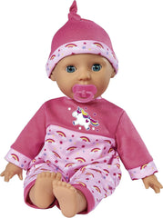 Simba 105140060 - Laura Kitzel Baby, Weichkörperpuppe mit Regenbogenstrampler, power 25 Babylute, 38cm, Babypuppe ab 2 Jahre