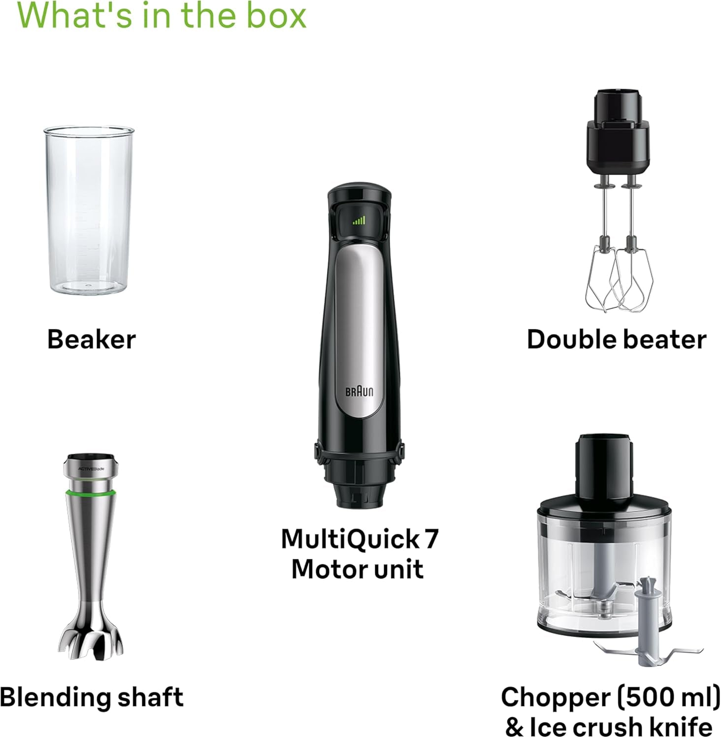 Braun Household Hogar Multiquick 7 Mixer, Spritzschutz, Spülmaschinenfest, Bpa-Frei, 600 Ml, Zerkleinerer 500 Ml, Eisklinge, MQ 7035XBI, 1000 W, Schwarz, MQ7035XBI Kitchen Naty Shop