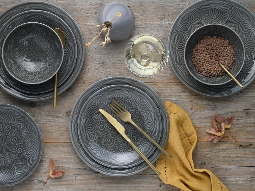 Creatable, 21627, Serie Orient Mandala, 18-Teiliges Geschirrset, Teller Set Aus Porzellan, Spülmaschinen- Und Mikrowellengeeignet, Made in Europe Seturi vesela masa Naty Shop