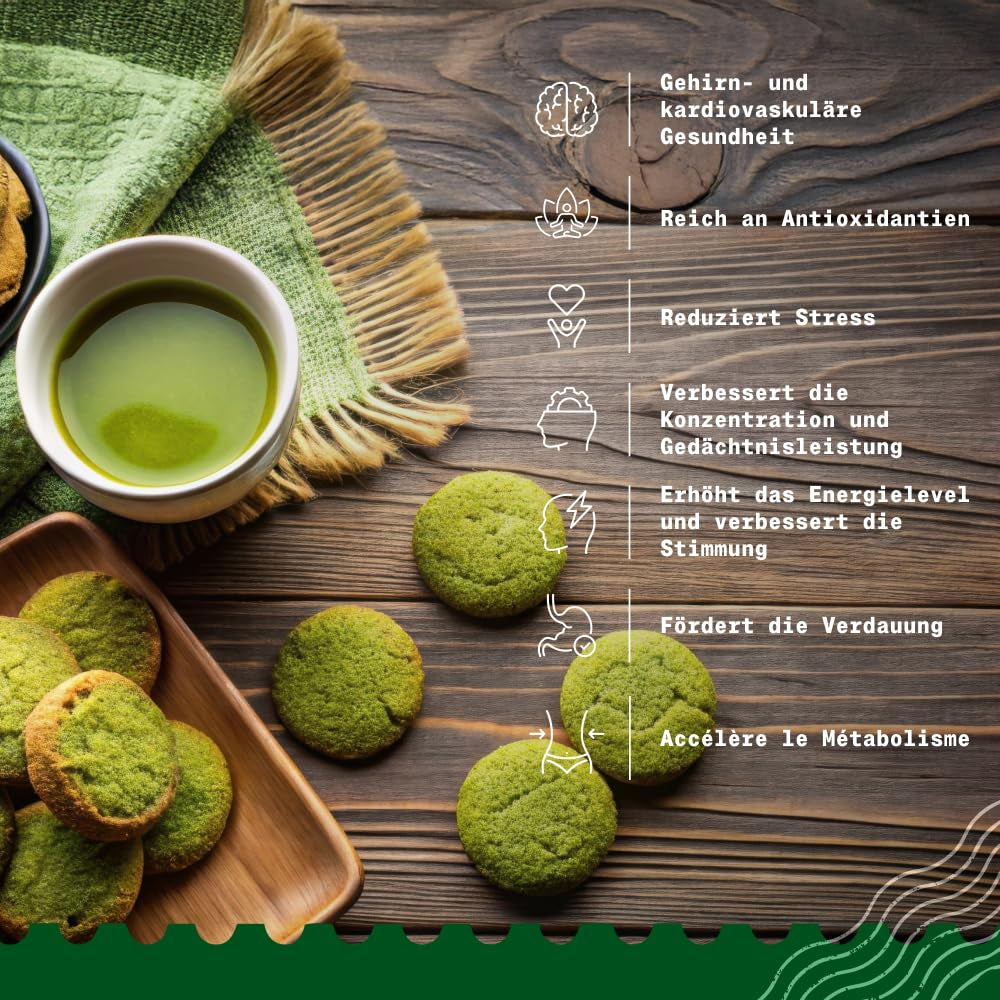 Naturalebio BIO Ceai verde pudră 100 g. Pentru gătit și coacere. Matcha japonez original. Ceai verde din Japonia, vegan, fără gluten și fără OMG. Produs organic natural.