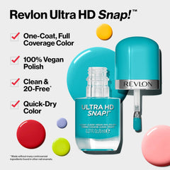 Revlon Ultra HD Snap neglelak, langtidsholdbar vegansk formel, hurtigtørrende og fuld dækning i ét lag, farve (8 ml), rød og sort (014), unisex