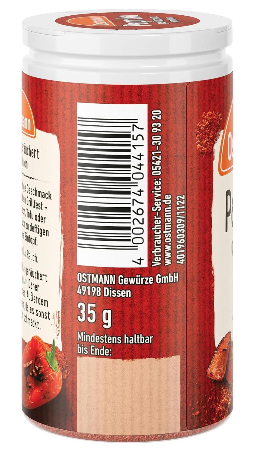 Ostmann Gewürze - Paprika geräuchert | Rauchiges Aroma für Bratkartoffeln, Gulasch oder Rührei | 35 g i Der Streudose