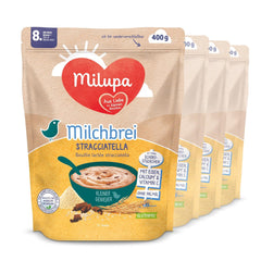 Milupa Stracciatella Mælkegrød - Glutenfri, palmeoliefri babykorn - Fri for konserveringsmidler og farvestoffer - Fra 8 måneder - 4 x 400 g