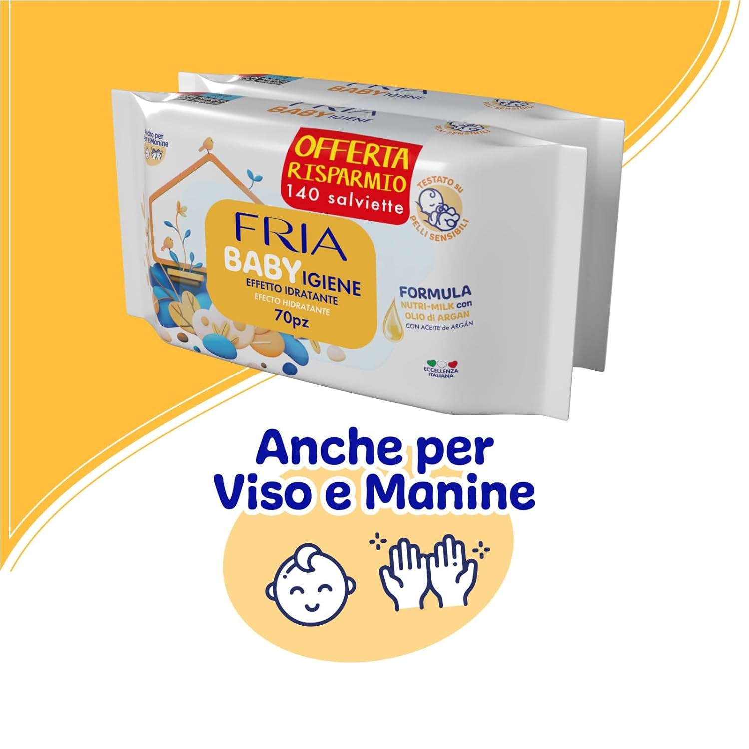 Vådservietter, pakke med 2 (144 servietter)