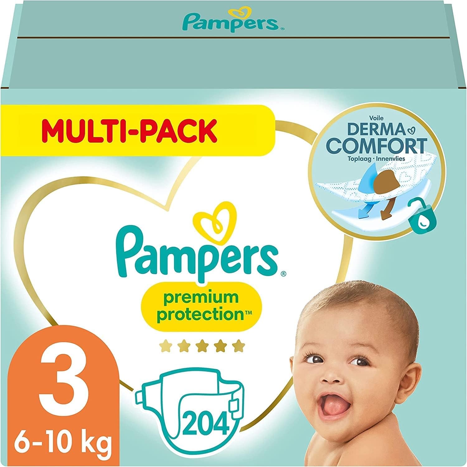 Pampers Premium Protection Størrelse 6, 144 bleer, 13 kg-18 kg, vores #1 hud- og lækagebeskyttelse