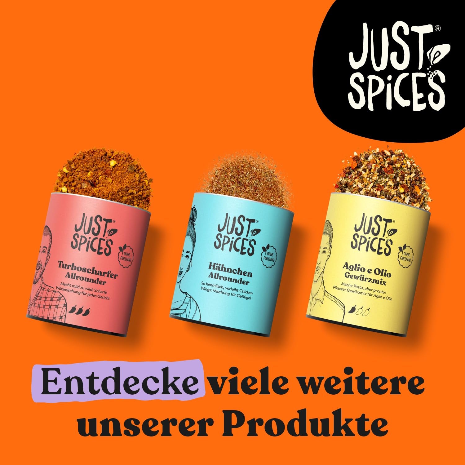 Just Spices Turbo Sharper Allrounder I Mehr Wumms for jedes Gericht mit dreifach Chili I Gewürzdose, 61 g