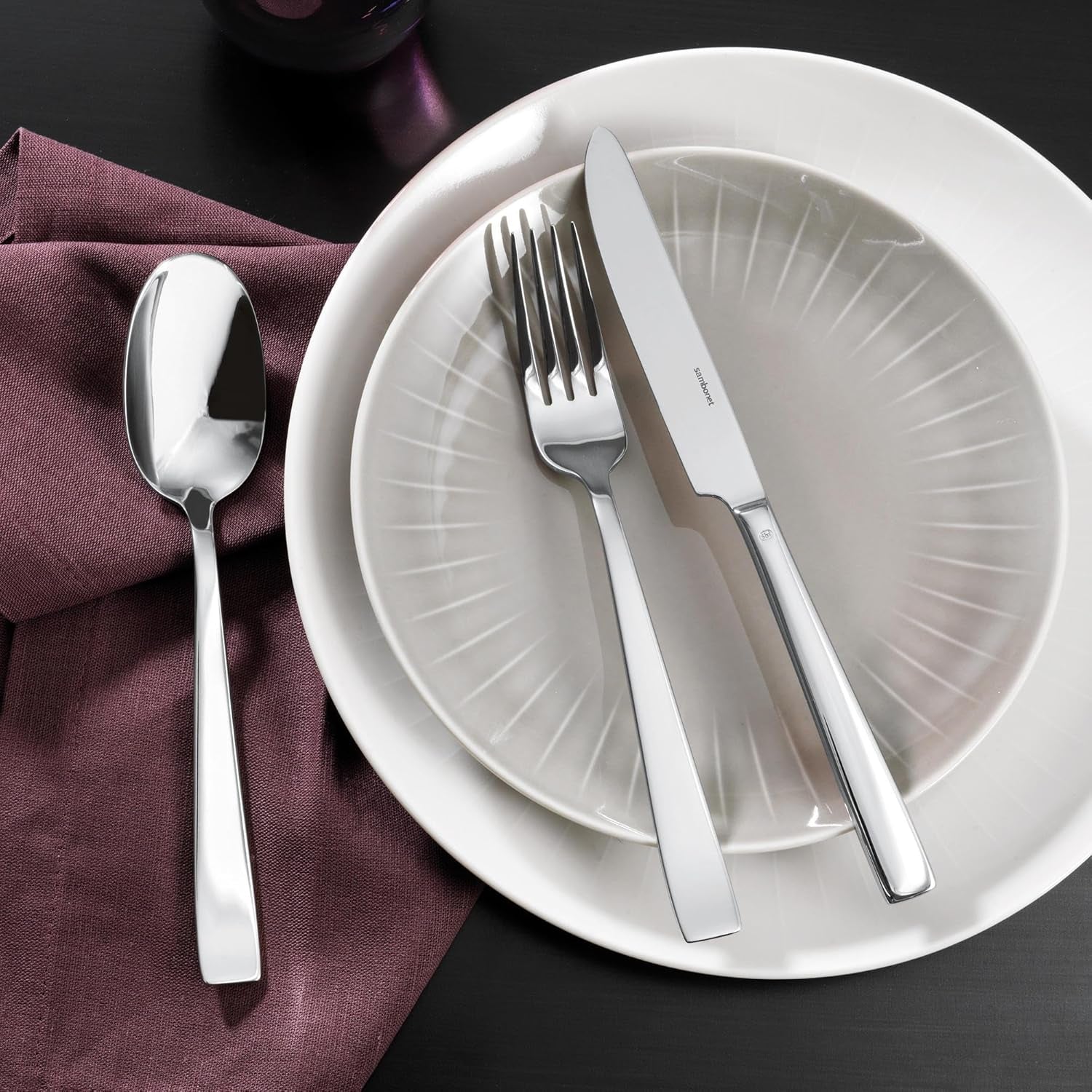 Sambonet 62512-83 Set de tacâmuri monobloc plat, 36 piese, oțel inoxidabil 18/10, se spală în mașina de spălat vase Bucatarie Naty Shop