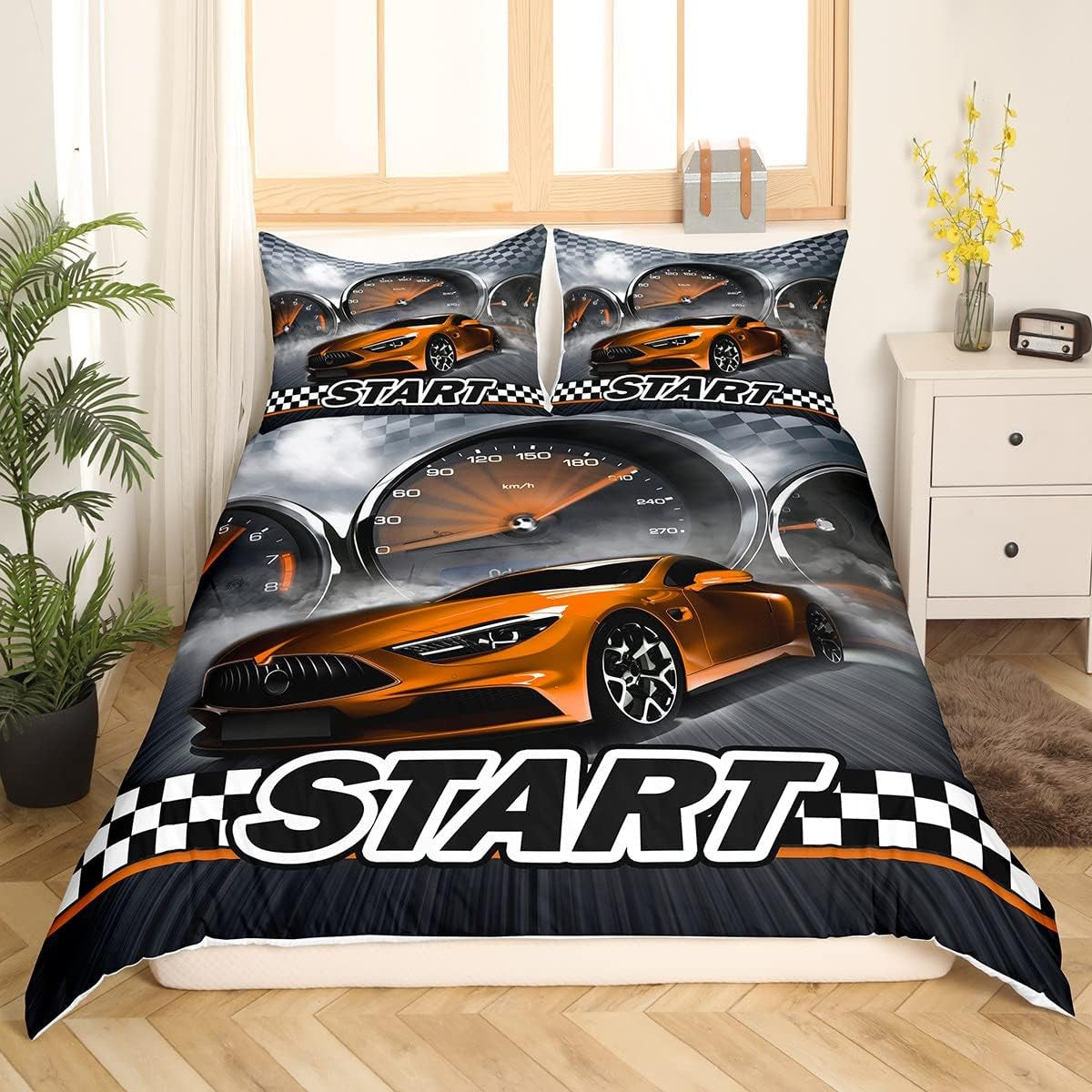 Jungen Cartoon Car Sengetøj Sæt 135X200,Kinder Bau Fahrzeuge Tröster Abdeckung Für Kind Kleinkind Teens,Dinosaurier Bettbezug,Traktor Maschinerie Bagger Bettdecke Abdeckung,Lkw Autos Bedtuffen Naty Shop Multi 2 155*220+80*80*1