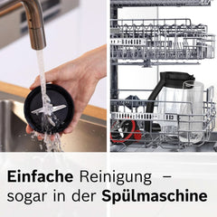 Bosch Standmixer Vitapower Serie 4 MMB6177S, Edelstahl-Klingen Made in Germany, 1,5L Thermosafe Glasbehälter, 0,6L To-Go-Flasche, Stopfer, Universalzerkleinerer, 30.000 U/Min, 1200 W, Silver Kitchen Naty Shop