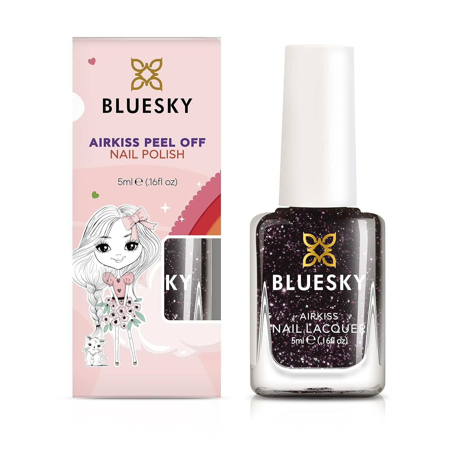 Bluesky Kids Neglelak - Stardust Brown, Let at påføre, Ikke-giftig, Vandbaseret, Flad neglelak til børn, 5 ml, 1 pakke