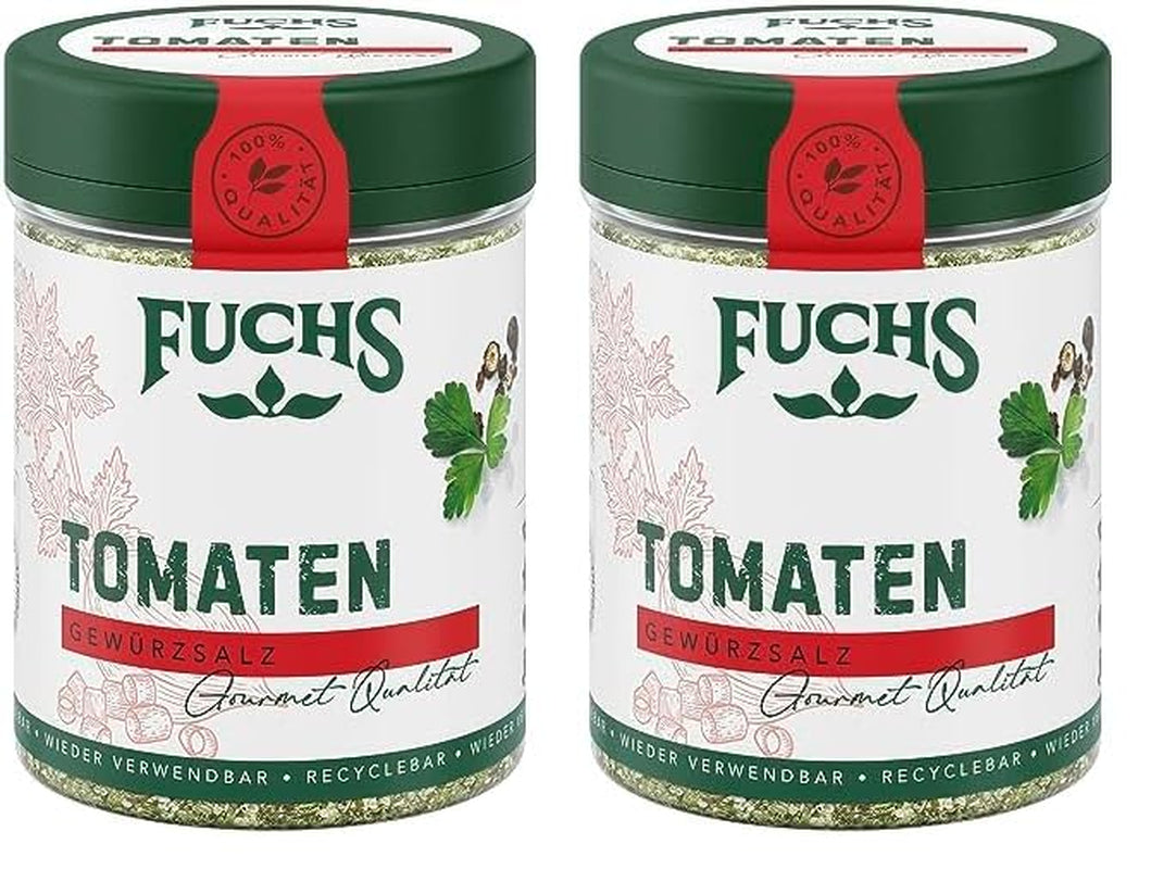 Fuchs Gewürze - Tomat Gewürz - Gewürzsalz für Tomatenbrot, Frühstücksei eller Steak - naturlige ingredienser - 90 g i wiederverwendbarer, genbrugsbarer Dosis