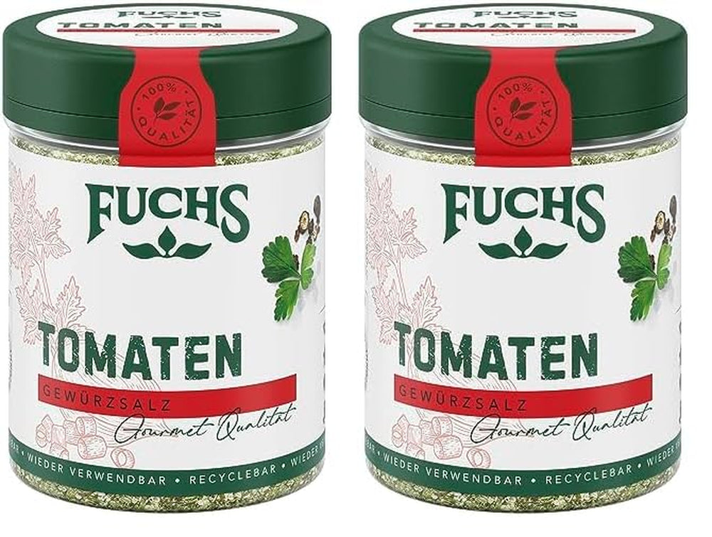 Fuchs Gewürze - Tomat Gewürz - Gewürzsalz für Tomatenbrot, Frühstücksei eller Steak - naturlige ingredienser - 90 g i wiederverwendbarer, genbrugsbarer Dosis