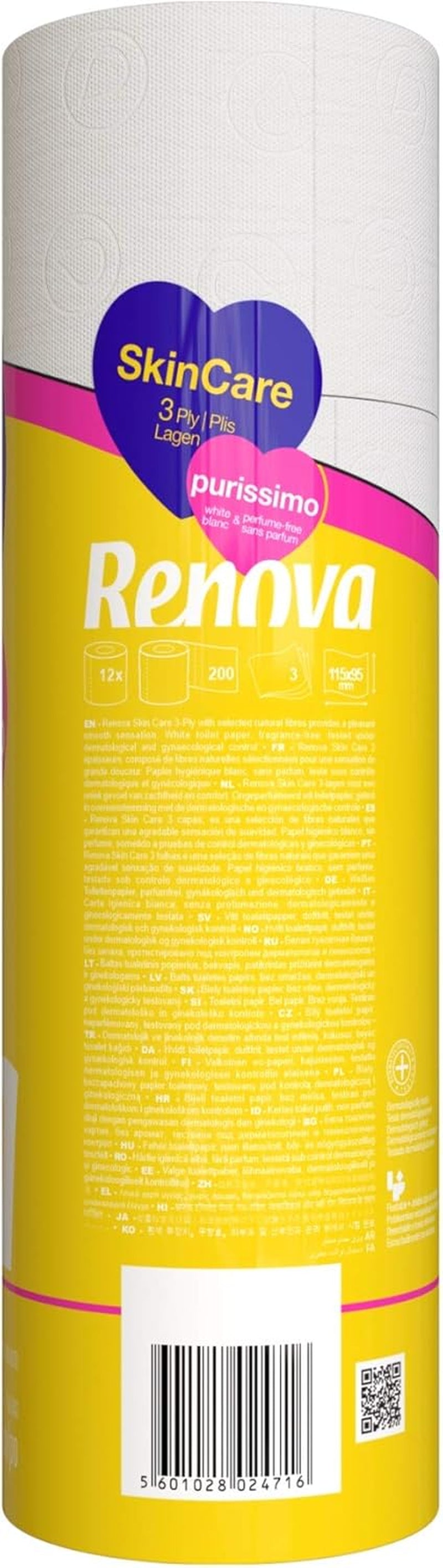 Renova Skincare Purissimo hârtie igienică, 12 role, alb