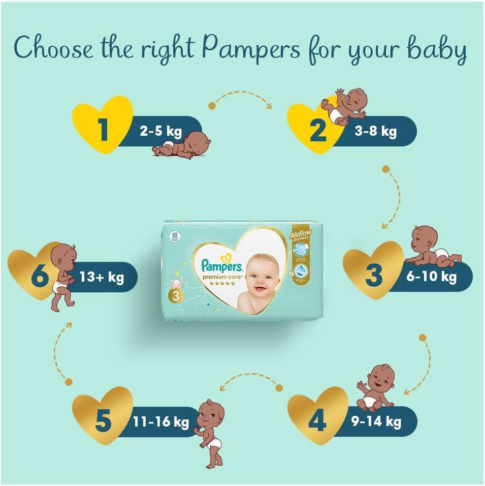 Pampers Premium Care 4,8 - 14 kg, 52 stk. Mor og baby Naty Shop