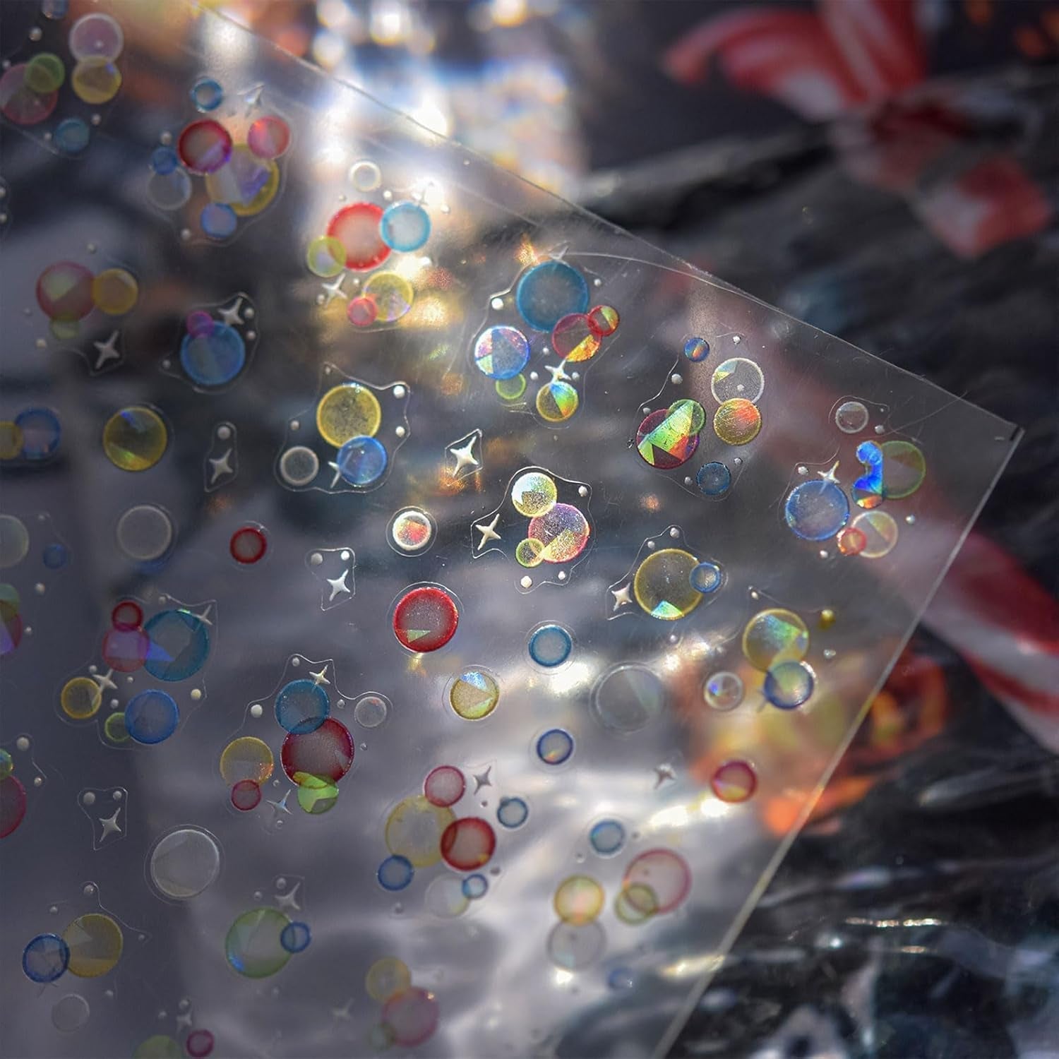 JMEOWIO 3D Nagelsticker Bunte Blasen Nail Art Sticker Selbstklebend Nagelaufkleber 5D Stereoskopisch Dekoration Nageldesign Zubehör 1 Blatt