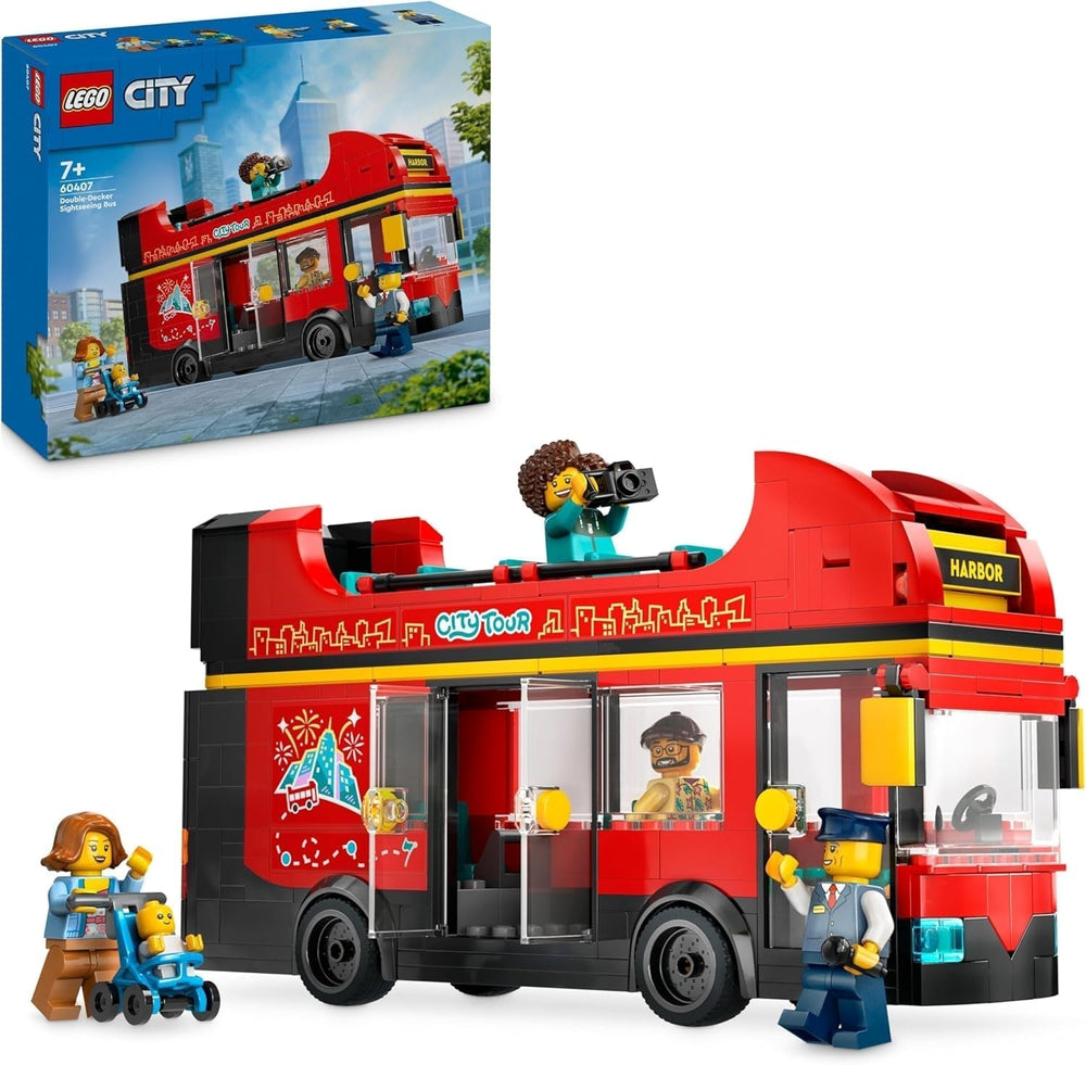 LEGO City dobbeltdækkerbus, dobbeltdækker legetøjsbus, køretøjssæt til piger og drenge fra 7 år, indeholder 5 figurer, inklusive en baby i barnevogn 60407 Byggesæt Besuche den LEGO-Store Standard titel