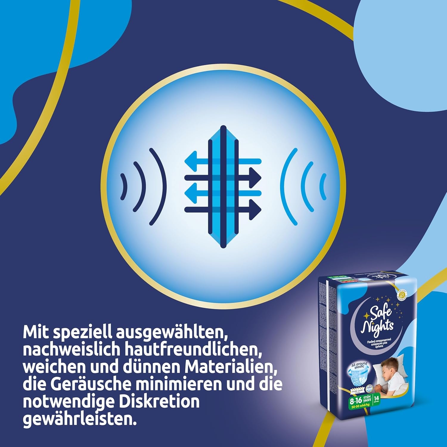 Safe Nights Boy, natbukser til alderen 8-16 år (30-50 kg), 84 stk.