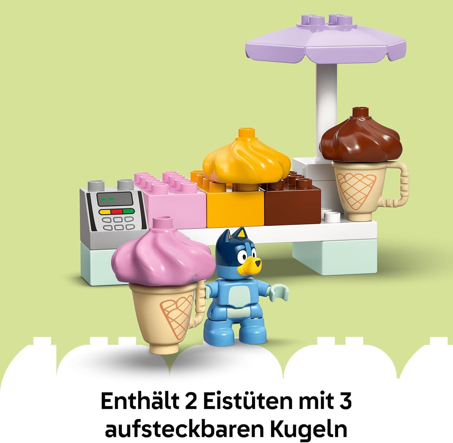 LEGO DUPLO Bluey: Ausflug zur Eisdiele mit Bluey - Lernspielzeug für Kleinkinder - Mit Spielzeug Car und 2 Minifiguren - Geschenk für Mädchen & Jungen ab 2 Jahren - 10458
