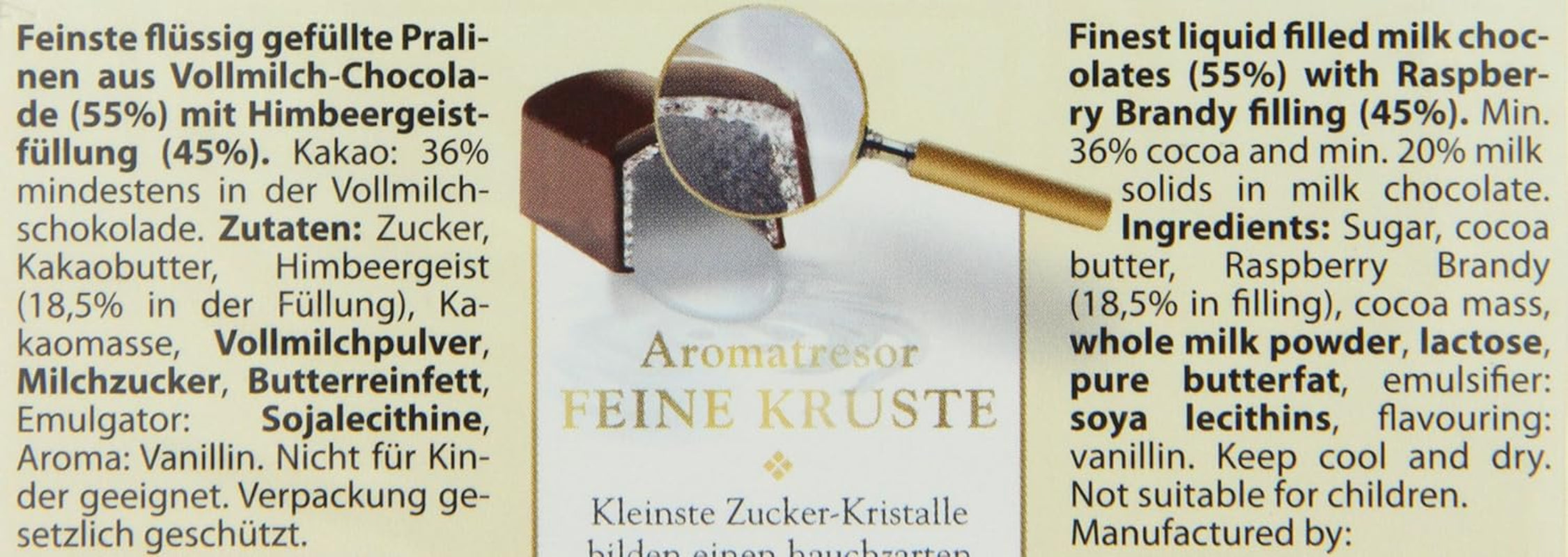 RCP Schladerer Praliner med hindbærsprit, mælkechokolade, sukkerskorpe, flydende fyld, indeholder alkohol, fantastisk gave, 2 x 127 g