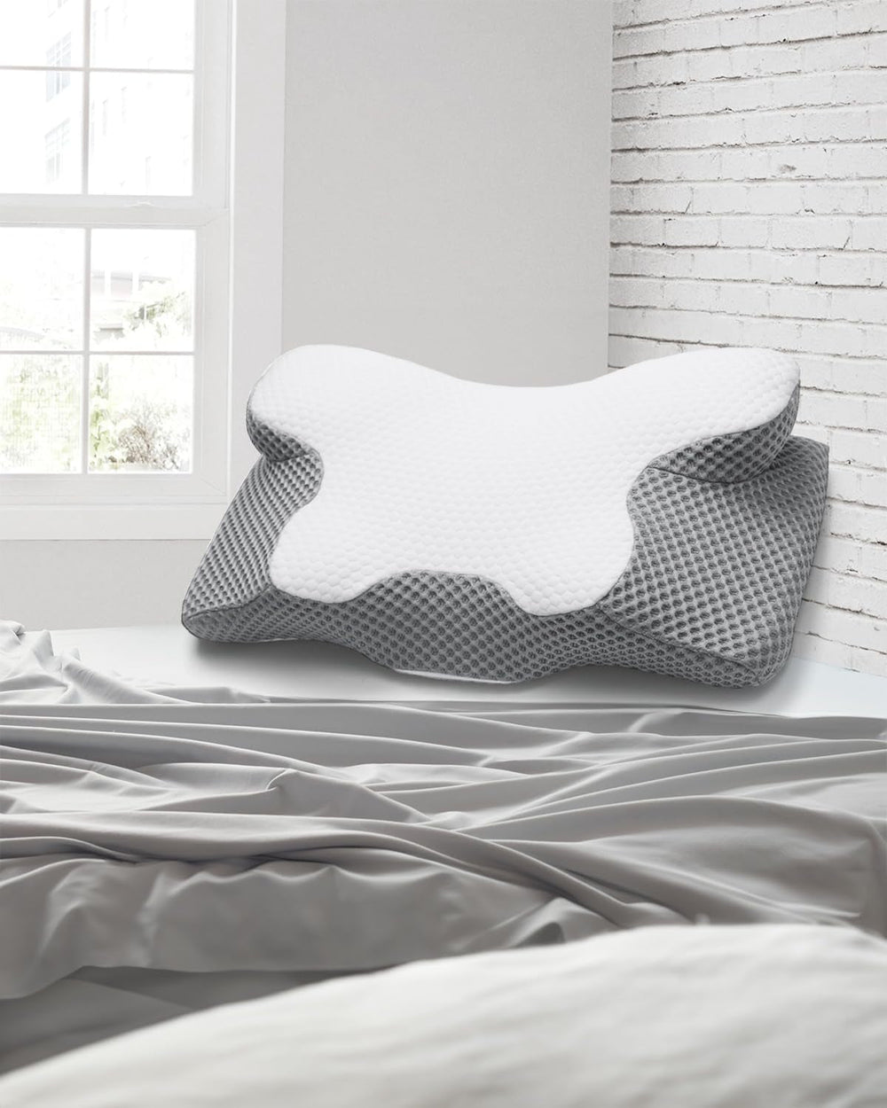 Pernă pentru gât 2 în 1 Pernă, pernă cu spumă de memorie, pernă ortopedică ergonomică, 2 înălțimi de dormit, pernă de sprijin pentru gât pentru sprijin lateral / spate / burtă Perne ortopedice cervicale Naty Shop
