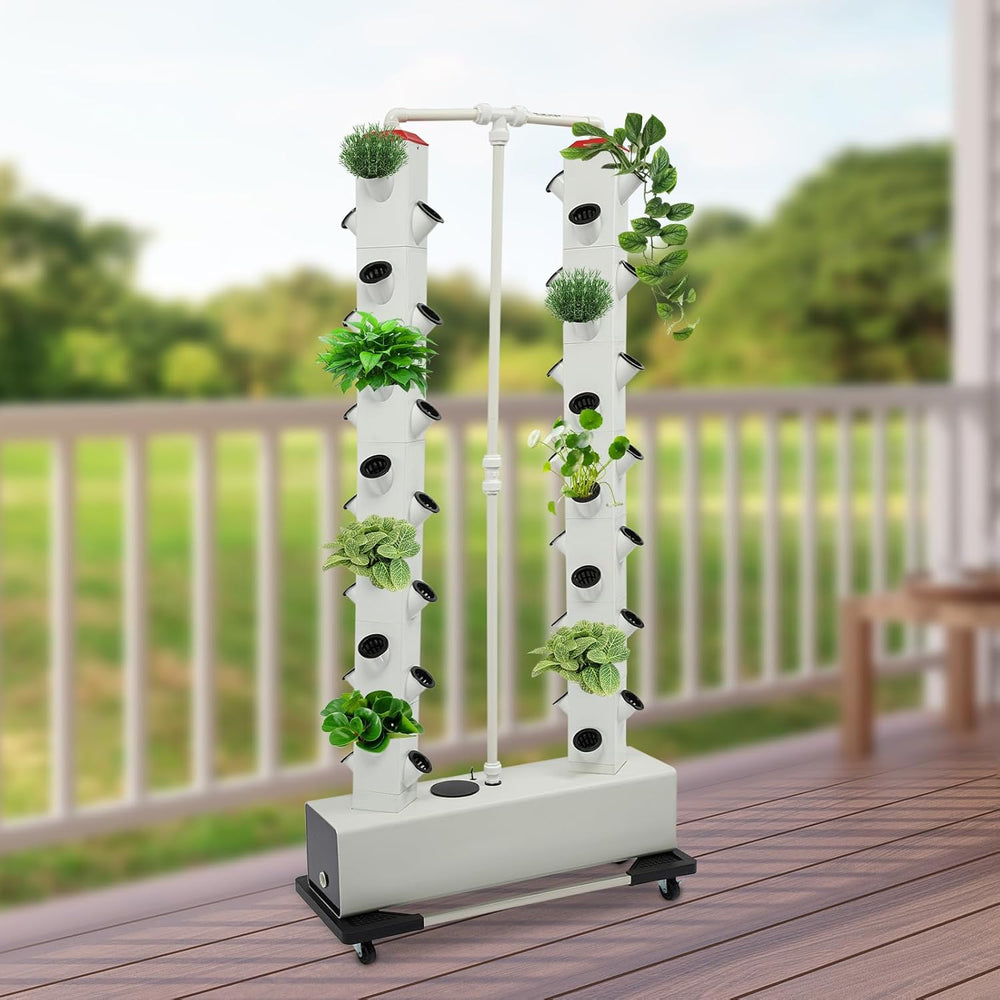 56 Kapsler Hydroponic Grow System - Lodret Hydroponic Tower med 30L vandtank, Have Hydroponic Grow System, Urtefrugt Grøntsags Aeroponic Grow Kit