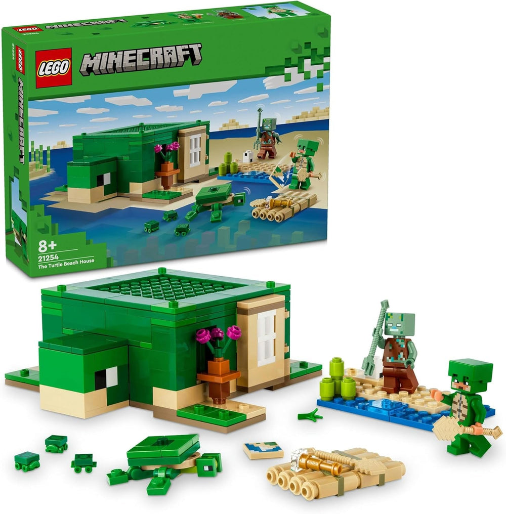 LEGO Minecraft The Turtle Beach House, Legetøjshus med tilbehør til piger og drenge 8 år gamle, Sæt med dyr og videospilfigurer, Gave til Gamere 21254 Byggesæt Besuche den LEGO-Store Single