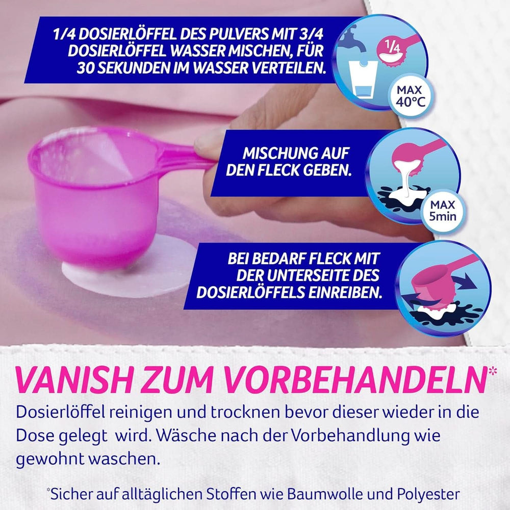 Vanish Oxi Action Powerwhite Powder - 1 X 1.125 Kg - pletfjerner og vaskepulver uden klor - til hvidt vasketøj Vaskemidler Naty Shop