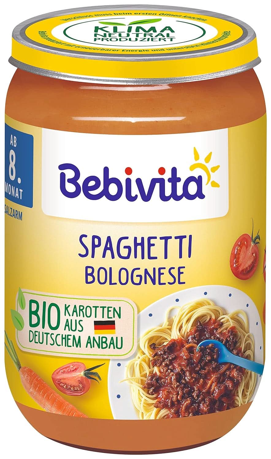 Menuer Fra 8 måneder Spaghetti Bolognese, pakke med 6 (6 X 220 gram), medium Mor og Barn Naty Shop 220 gram Spaghetti Bolognese