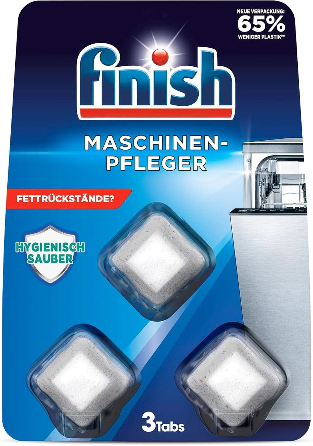 Finish Machine Cleaner Tabs - Pastile pentru mașina de spălat vase împotriva murdăriei și grăsimii din interiorul mașinii de spălat vase, 3 pastile Naty Shop Set 3 pastile