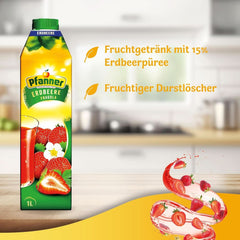 Pfanner Strawberry Fruit Nectar (8 X 1 liter) - 30 % frugtindhold - Strawberry Drink Naty Shop