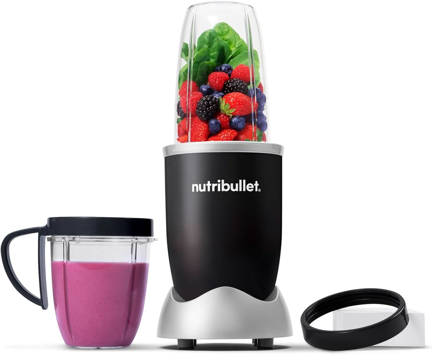 Nutribullet Original, Elektrischer Mixer, Zerkleinerer, Smoothiemixer, Smoothie Maker, 600 W Leistung, Einfach Und Schnell in Der Anvendung, Kompakt, Leicht Zu Reinigen, NB603DG Kitchen Naty Shop Schwarz Verpackung Mit Zubehör