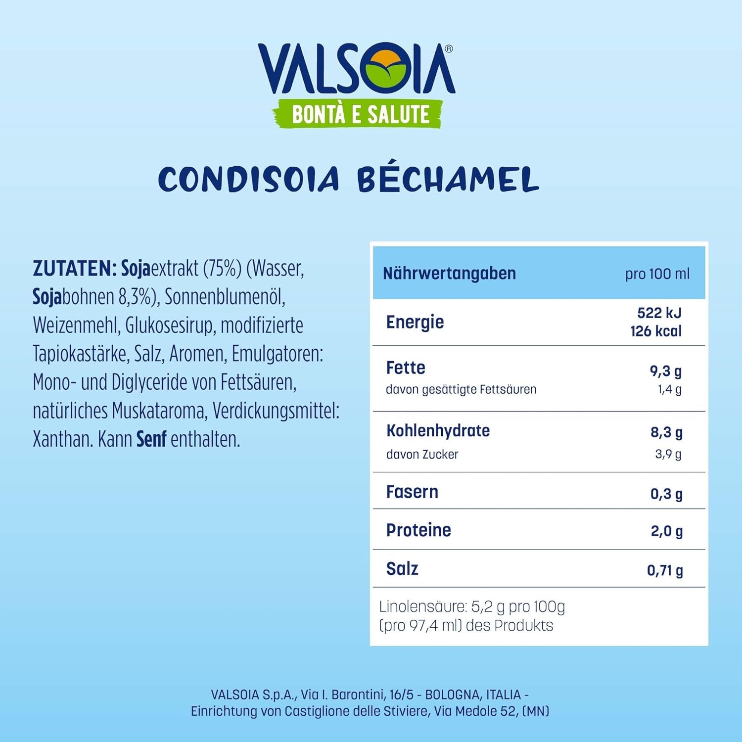 Béchamel balsam, Laktosefri Béchamel, Alsidig i madlavning, Ideel til veganere og vegetarer, 6 x 200 ml