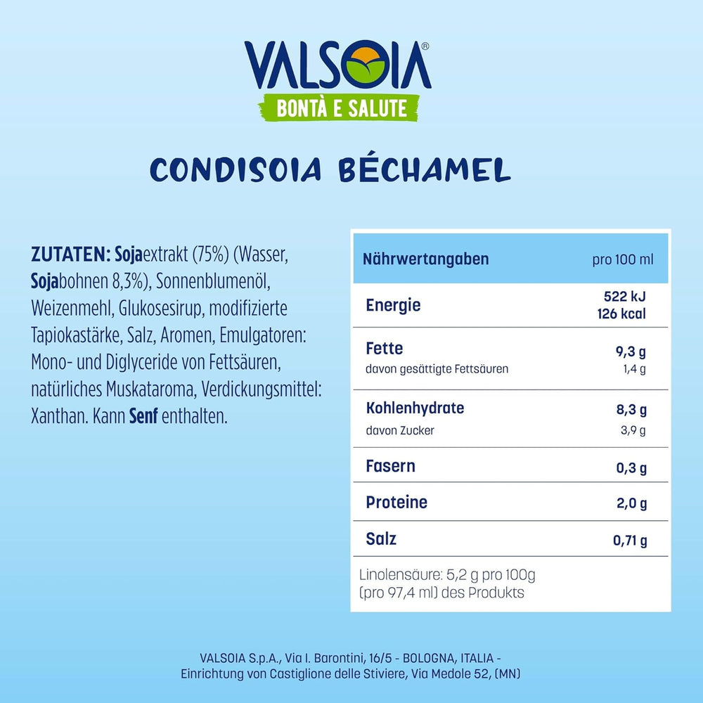 Béchamel balsam, Laktosefri Béchamel, Alsidig i madlavning, Ideel til veganere og vegetarer, 6 x 200 ml