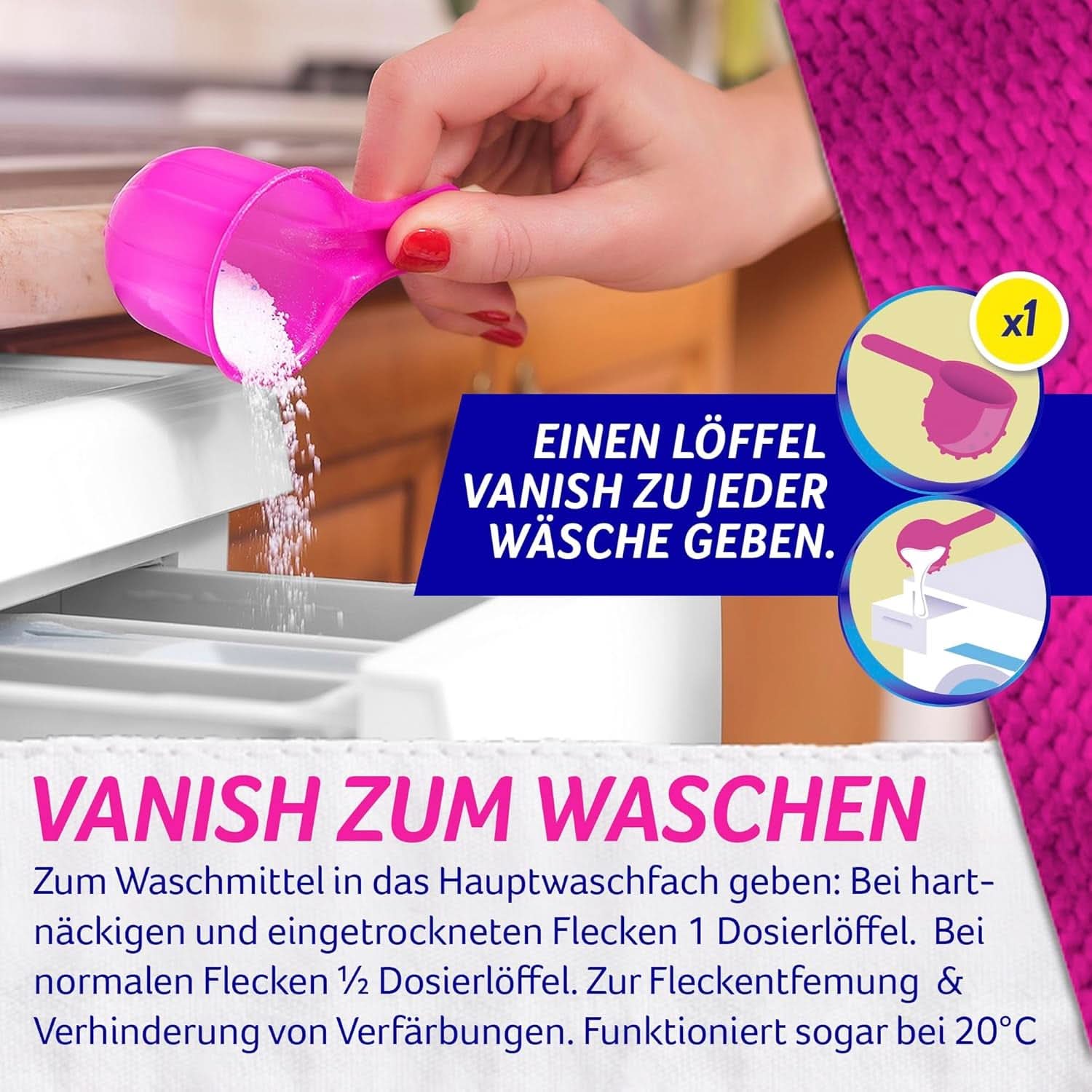 Vanish Oxi Action Powder Pink - 1,125 Kg - pudră de îndepărtare a petelor și de îmbunătățire a rufelor fără clor - pentru rufe colorate Detergenti Rufe Naty Shop
