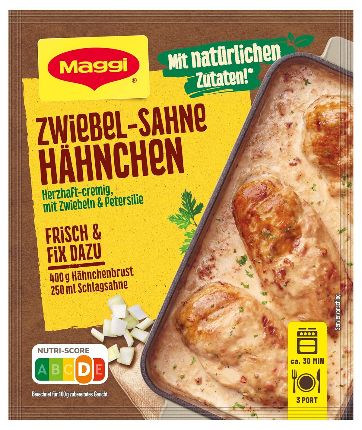 MAGGI Fix for Zwiebel-Sahne Hähnchen, Würzmischung, mit natürliche Ingredient*, for 3 Portions, 1er Pack (1 x 26g)