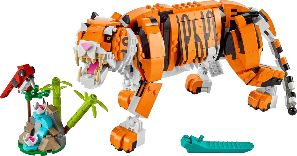 LEGO 31129 Creator Majestic Tiger, Panda eller Fish 3-i-1 Dyrefigursæt Legetøj til børn Drenge og piger Dyrebyggelegetøjsbyggesæt Besuche den LEGO-Store
