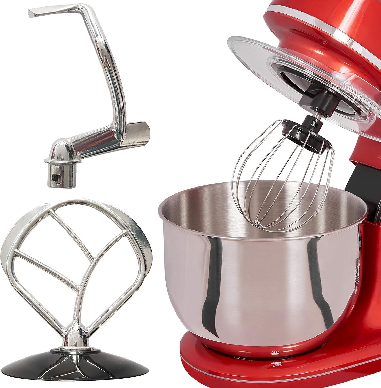 GUTFELS Küchenmaschine KM 8102 Roi | Küchenmaschine |1200 Watt | Schneebesen | Rührhaken | Knethaken | 10 Stufen | Rot | 5 L Schüssel Mor og Barn Naty Shop