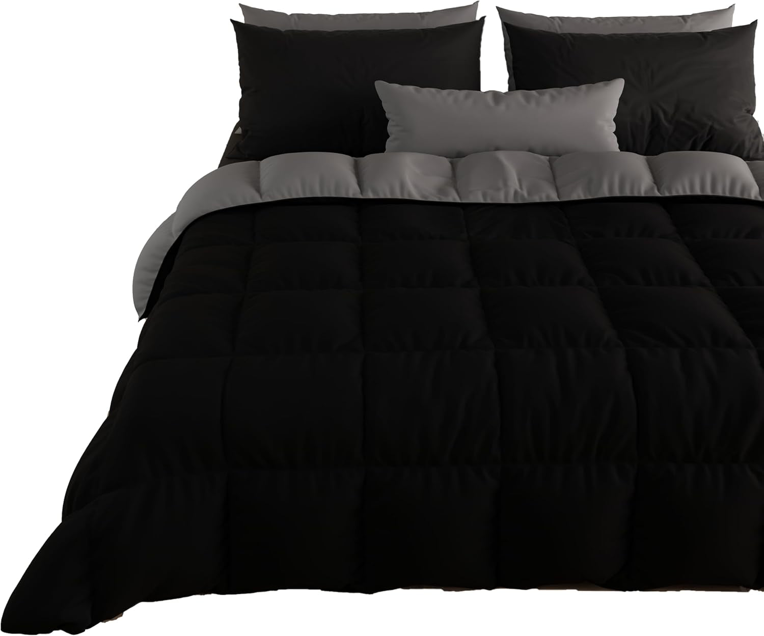 PETTI Artigiani Italiani - Dobbeltseng vintertæppe, maxi, monokrom, dobbeltsidet, hvid, grå, 100% Made in Italy Dyner og dyner Naty Shop Black Single Standard (150X260 Cm)