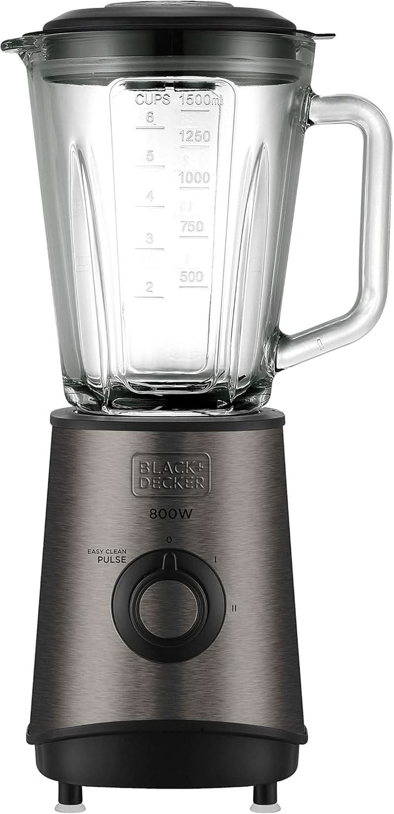 BLACK+DECKER Stand mixer | 500W | 2 hastigheder | Pulsfunktion | Glaskrug | 1,5L | Edelstahlmesser Mit 4 Klingen | Herausnehmbar Und Leicht Zu Reinigen | Weiß Und Grau Køkken Naty Shop 800W Edelstahl