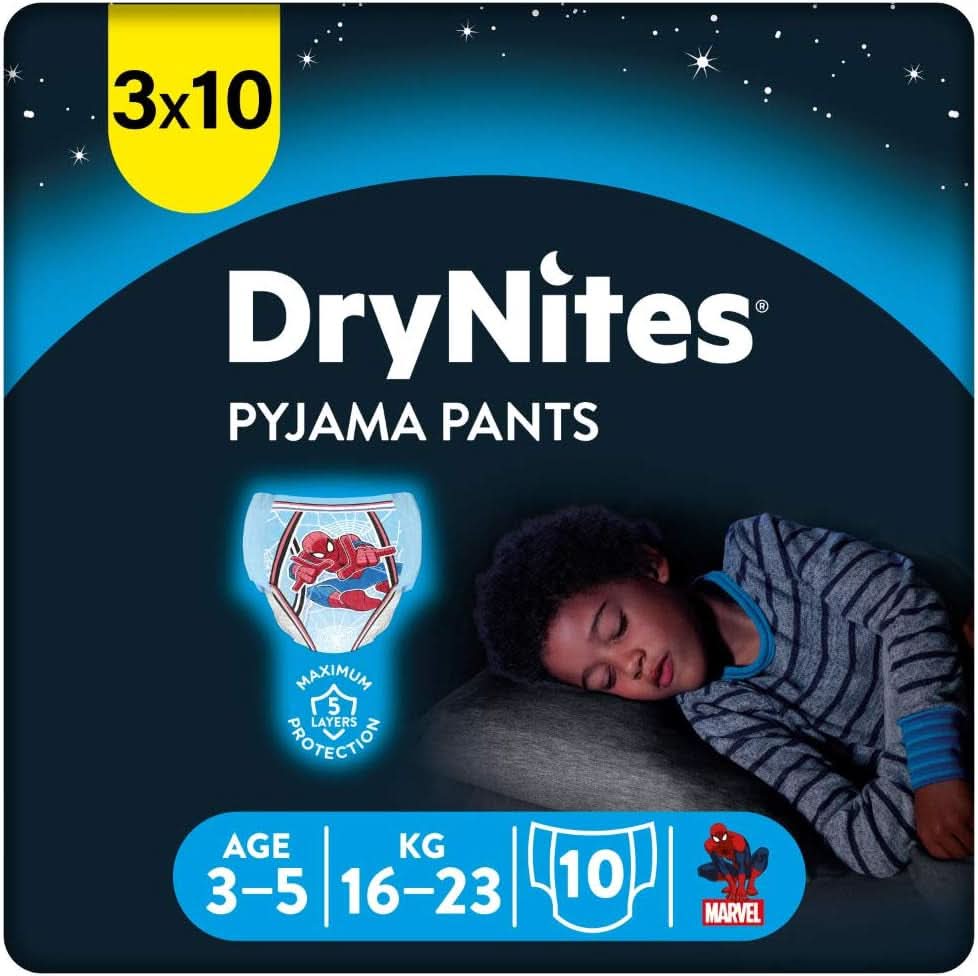 HUGGIES Drynites natbleer, til drenge 4-7 år (17-30 kg), 30 stk. Naty Shop 30 stk. 3 - 5 år (16 - 23 kg)