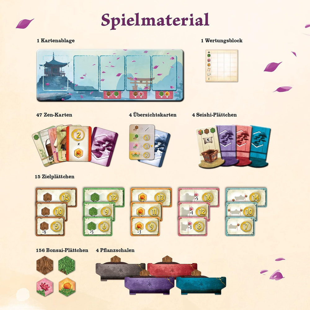 KOSMOS 684259 Bonsai, Joc de societate tactic cu reguli simple și o gamă largă de jocuri, joc de petrecere pentru 1-4 jucători cu vârsta de 10 ani și peste.