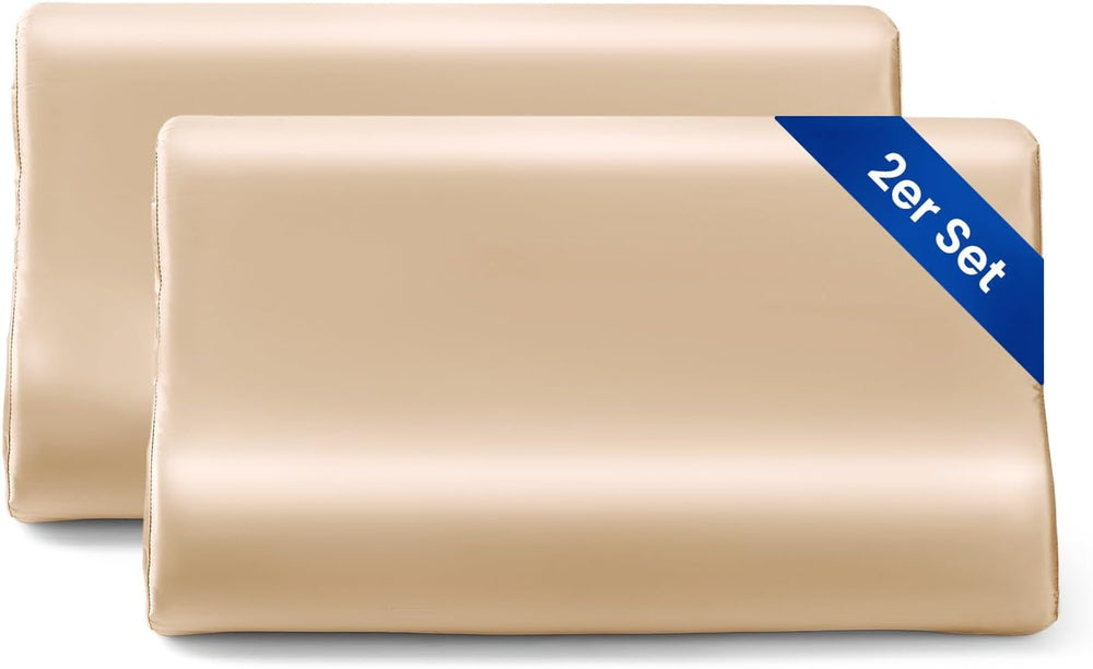 Față de pernă THXSILK din mătase de dud 19 Momme pentru pernă contur din spumă cu memorie, pernă cervicală din latex, hipoalergenică, lavabilă (50 x 30 x 10/7 cm, gri închis)